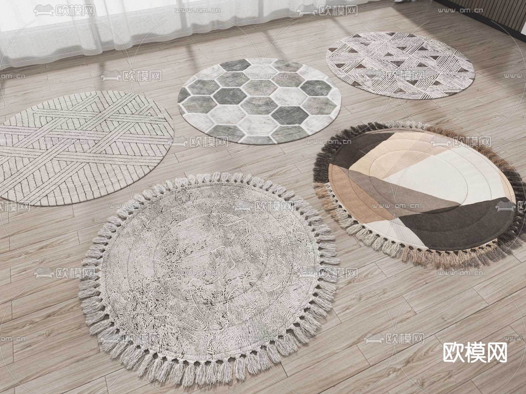 现代圆形地毯3d模型下载