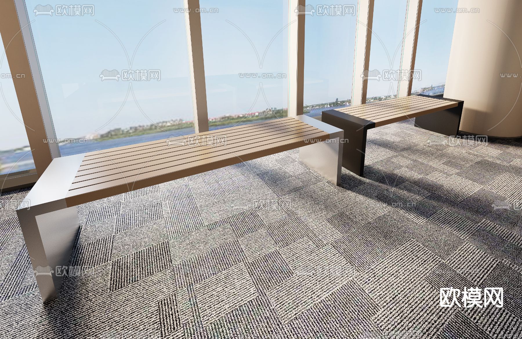 现代公共长椅3d模型