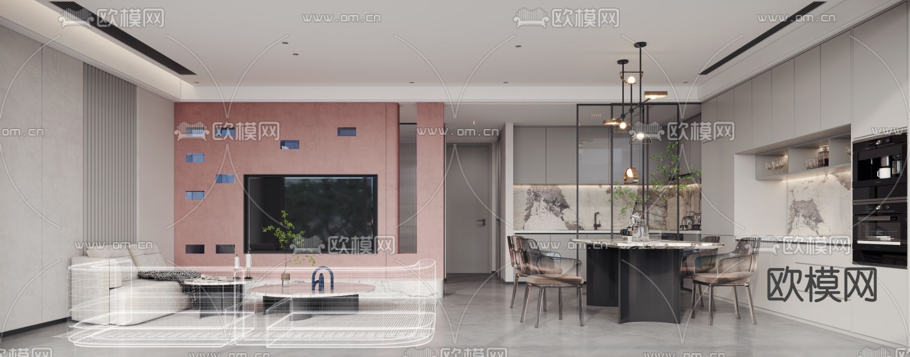现代客餐厅3d模型