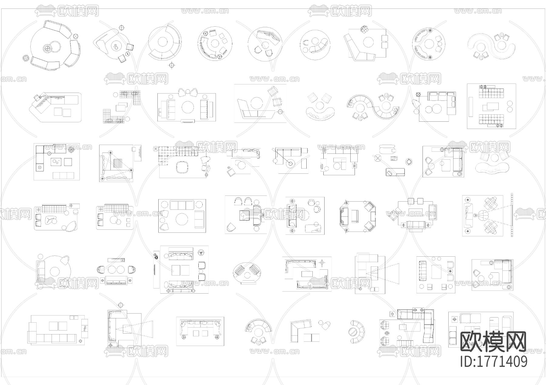 家具平面图库cad图库下载（渲染图2）