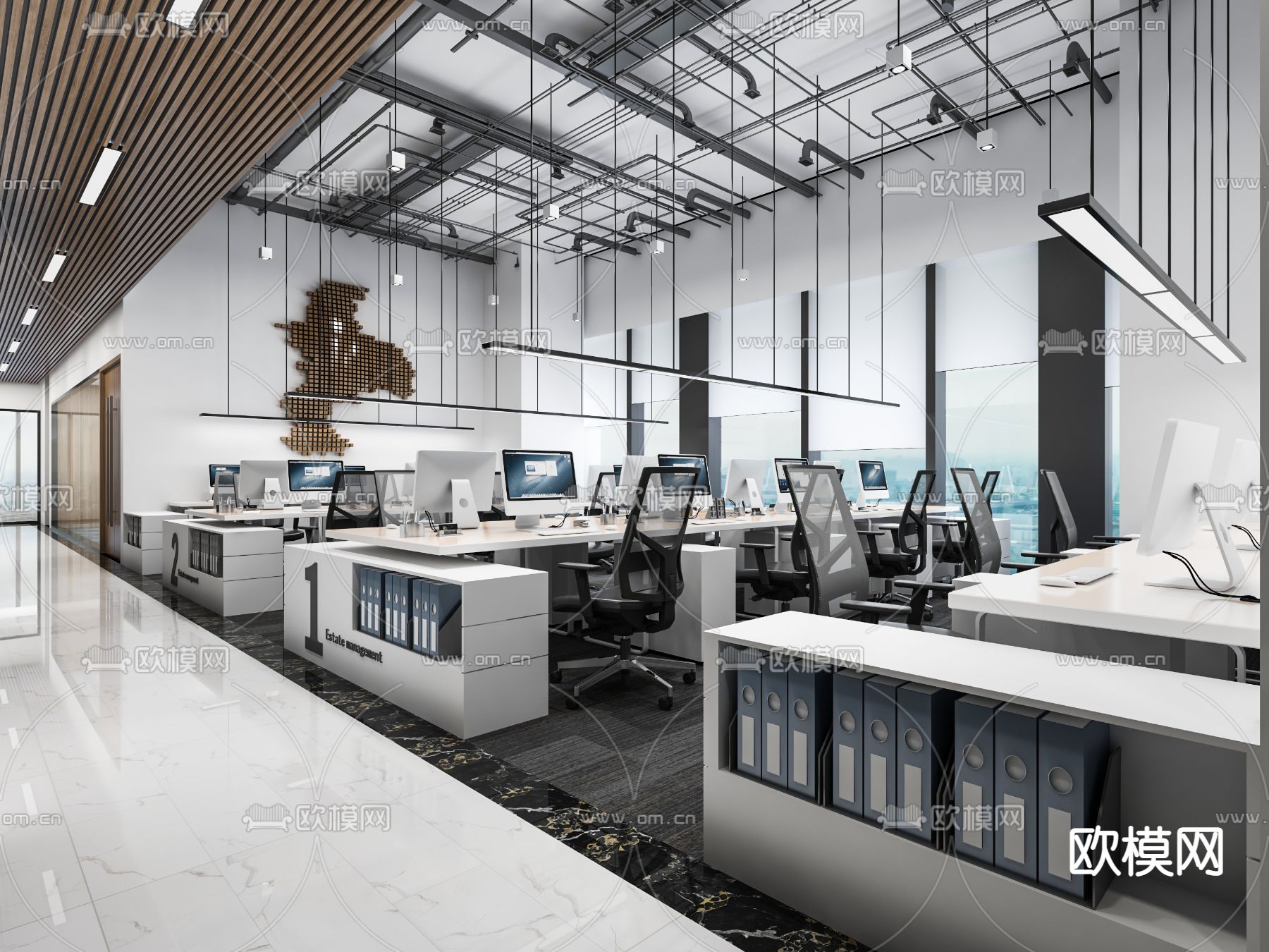 现代办公会议室3d模型下载（渲染图2）