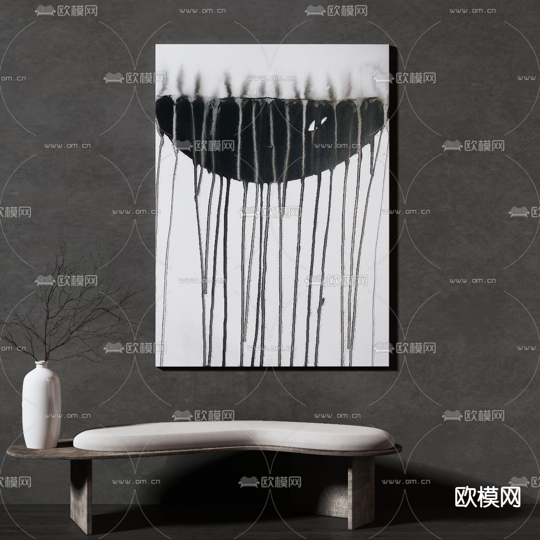 现代抽象装饰画3d模型
