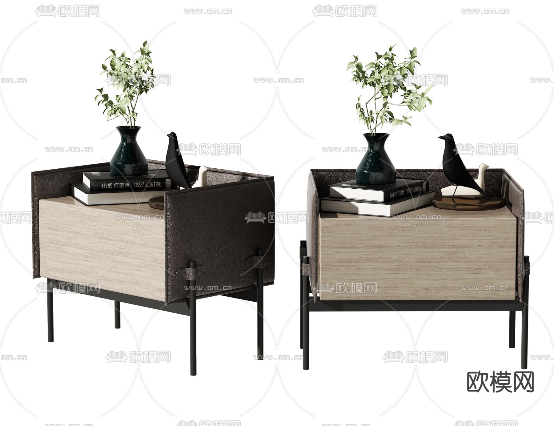 现代轻奢床头柜3d模型下载