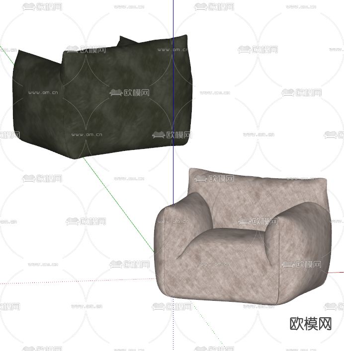 现代布艺单人沙发su模型