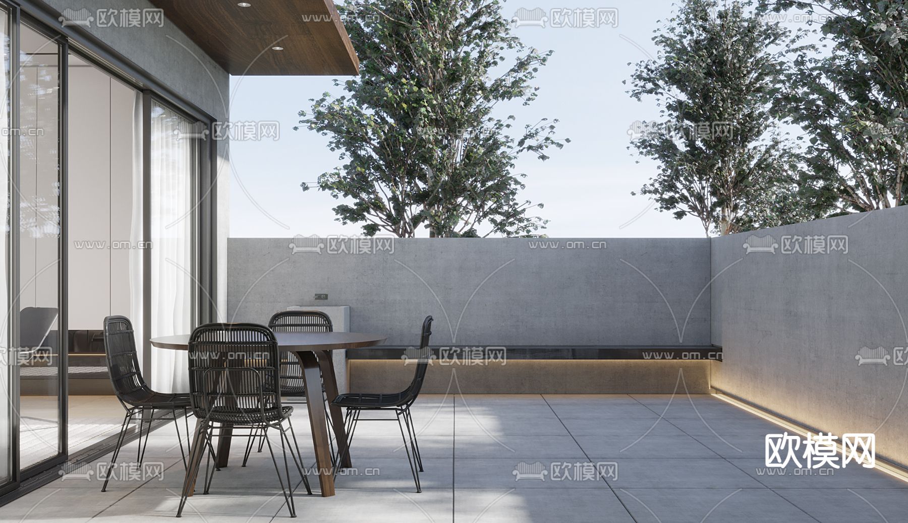 现代休闲露台阳台3d模型下载（渲染图1）