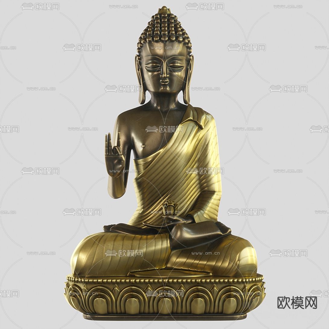 中式佛像雕塑3d模型