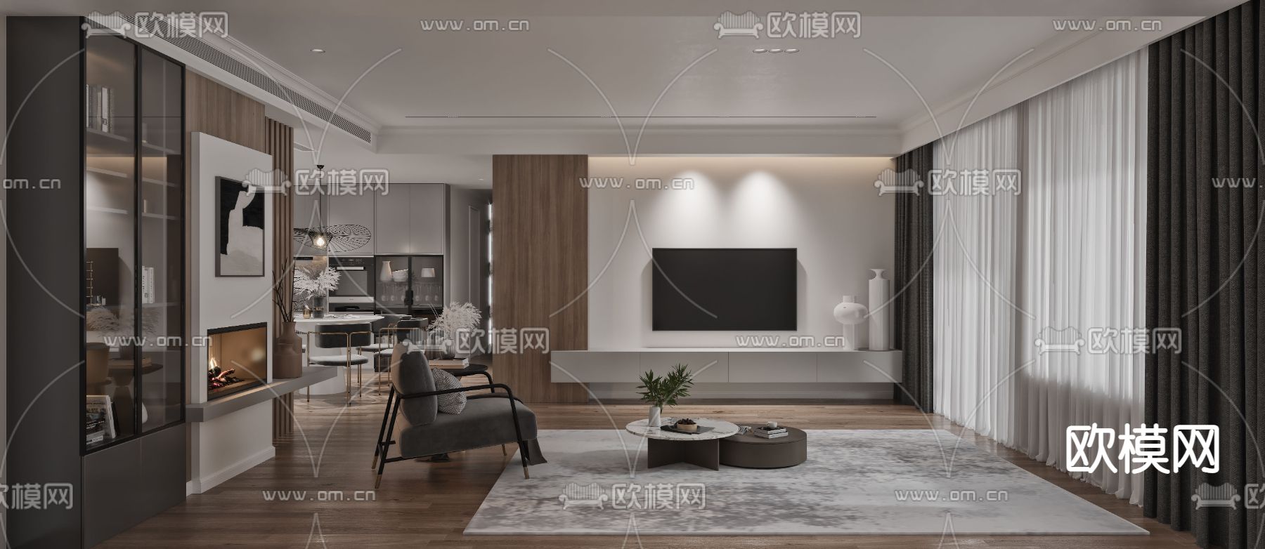 现代客餐厅免费3d模型
