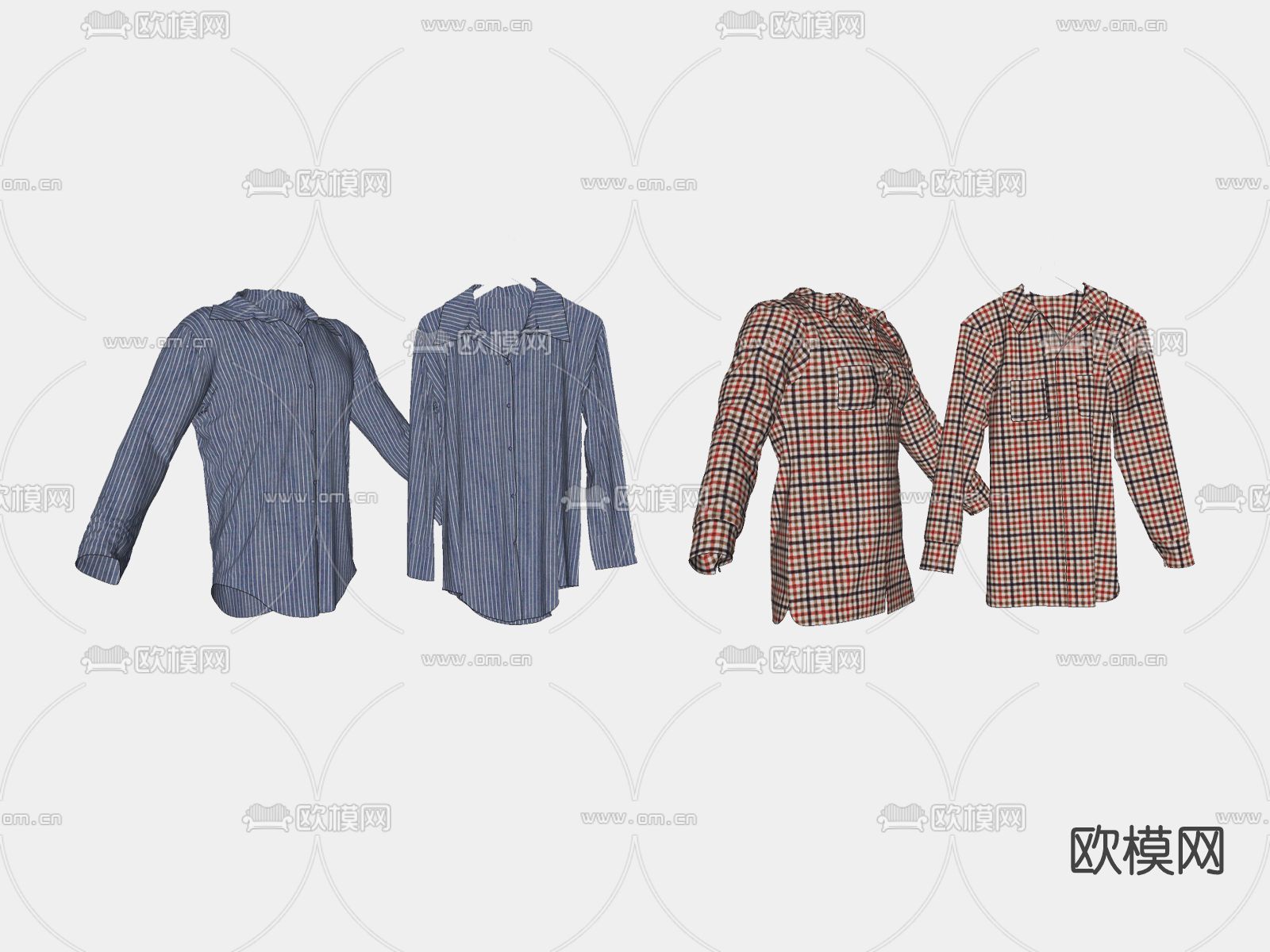 现代衬衫服装su模型