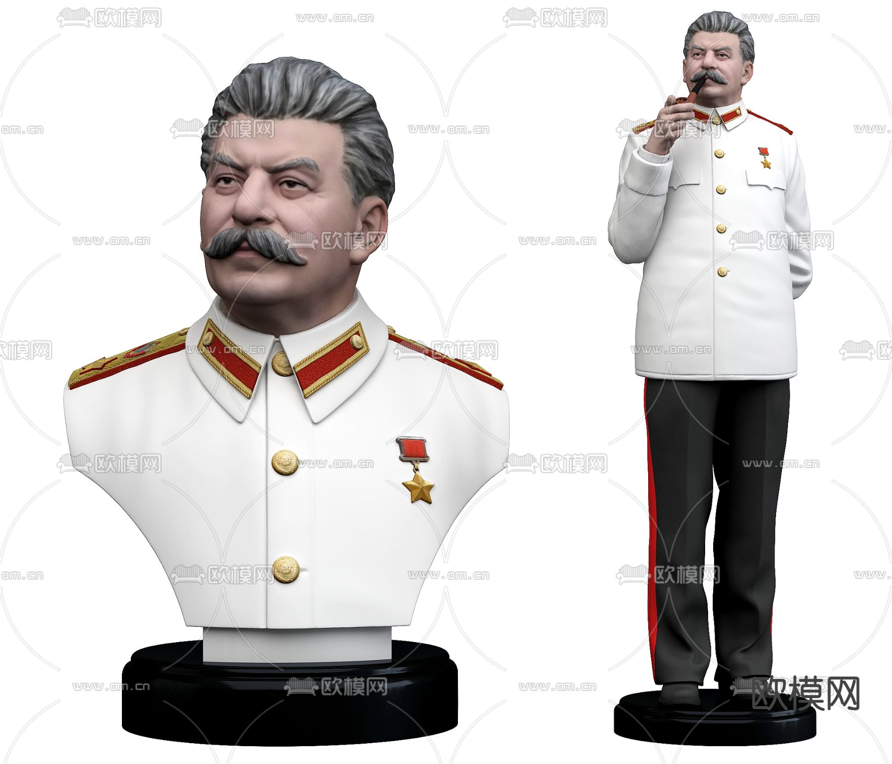 欧式斯大林雕塑3d模型下载