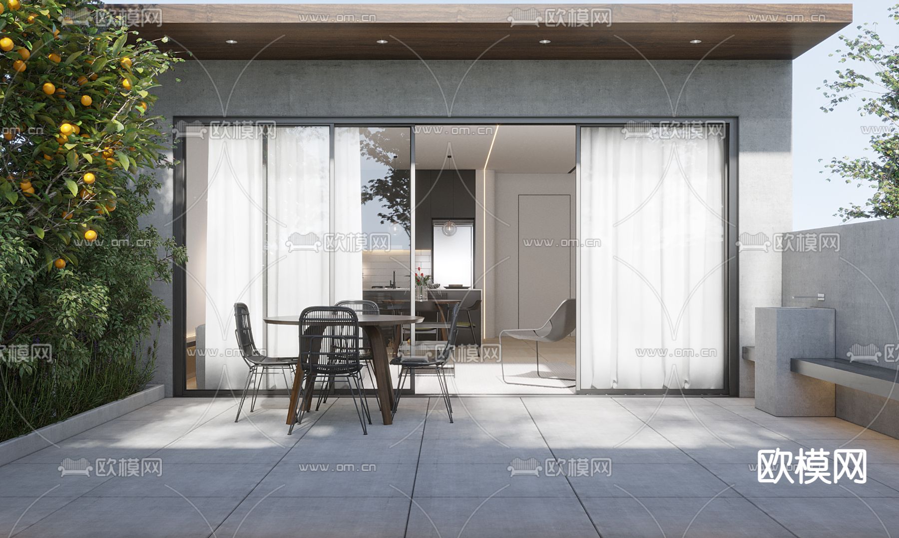 现代休闲露台阳台3d模型下载（渲染图3）