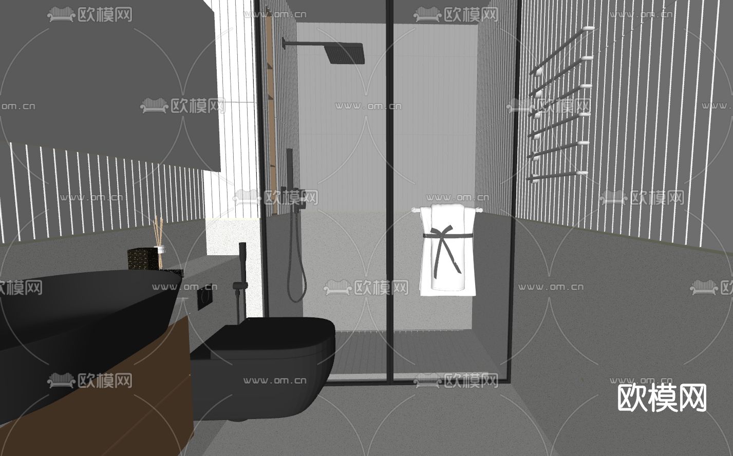 现代浴室卫生间su模型下载（渲染图2）