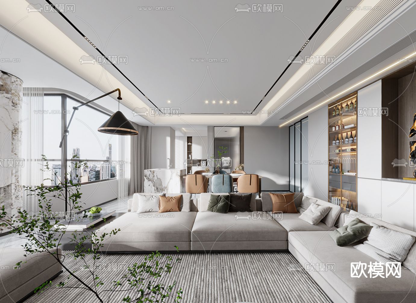 现代客餐厅vr全景3d模型