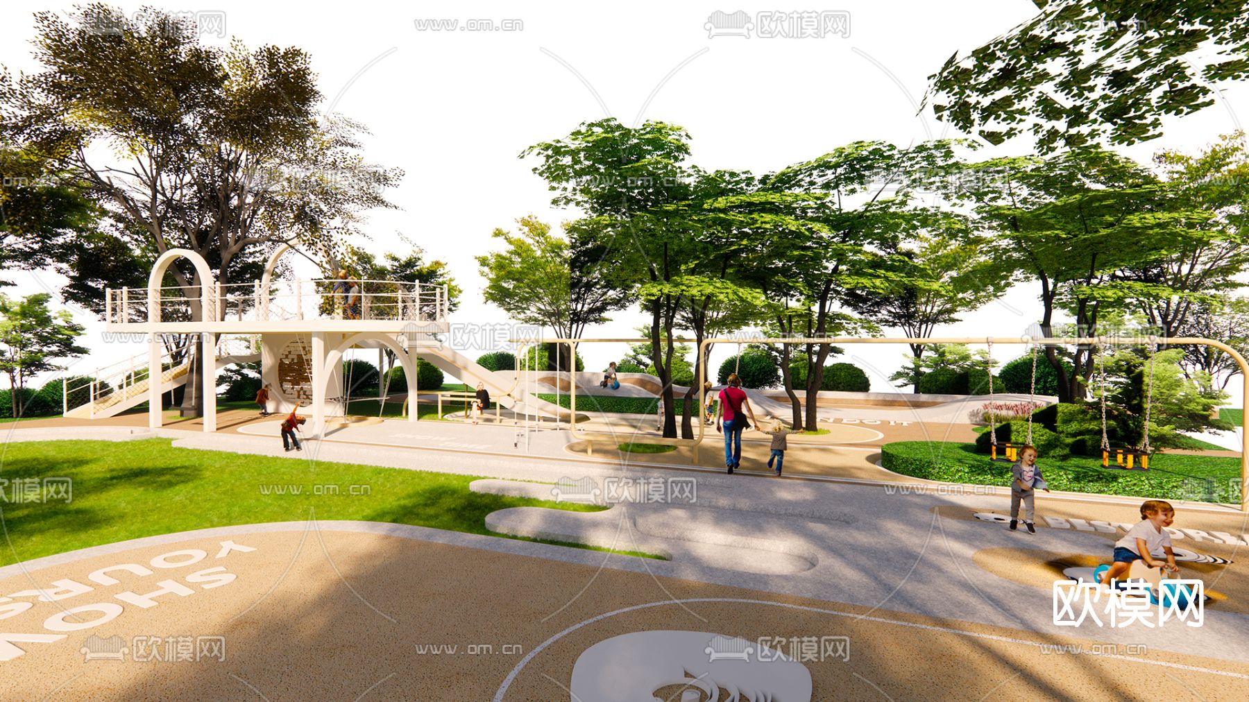 现代公园广场su模型