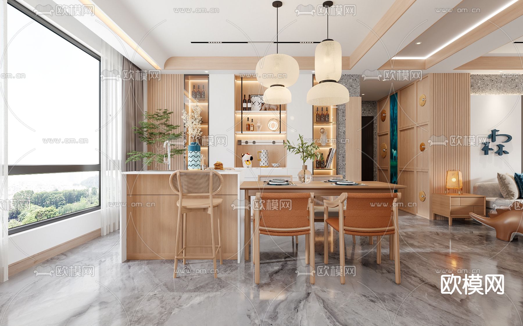 日式客餐厅3d模型下载（渲染图5）