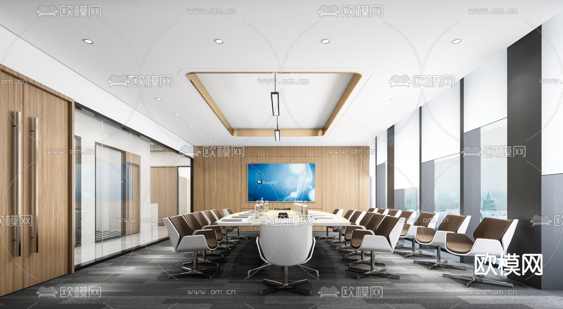 现代办公会议室3d模型下载（渲染图1）