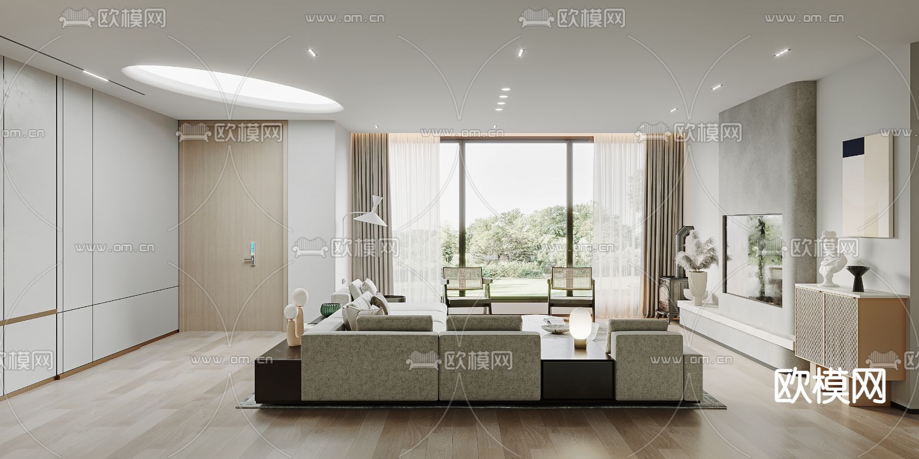 现代复式客厅3d模型