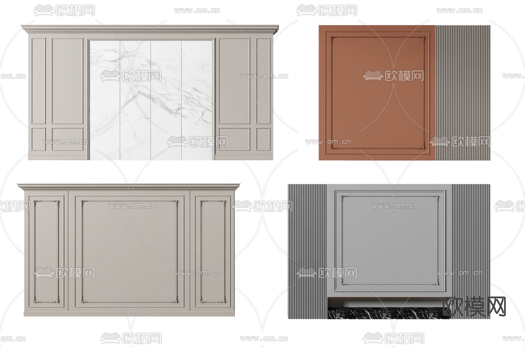 现代电视背景墙3d模型