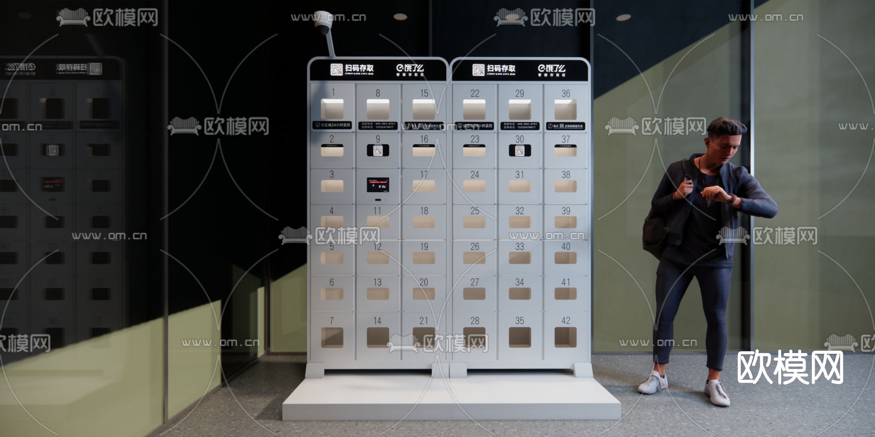 现代自助取餐柜su模型下载（渲染图1）