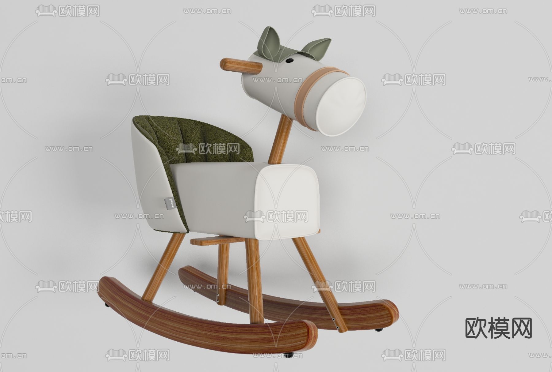 北欧实木儿童摇椅免费3d模型下载