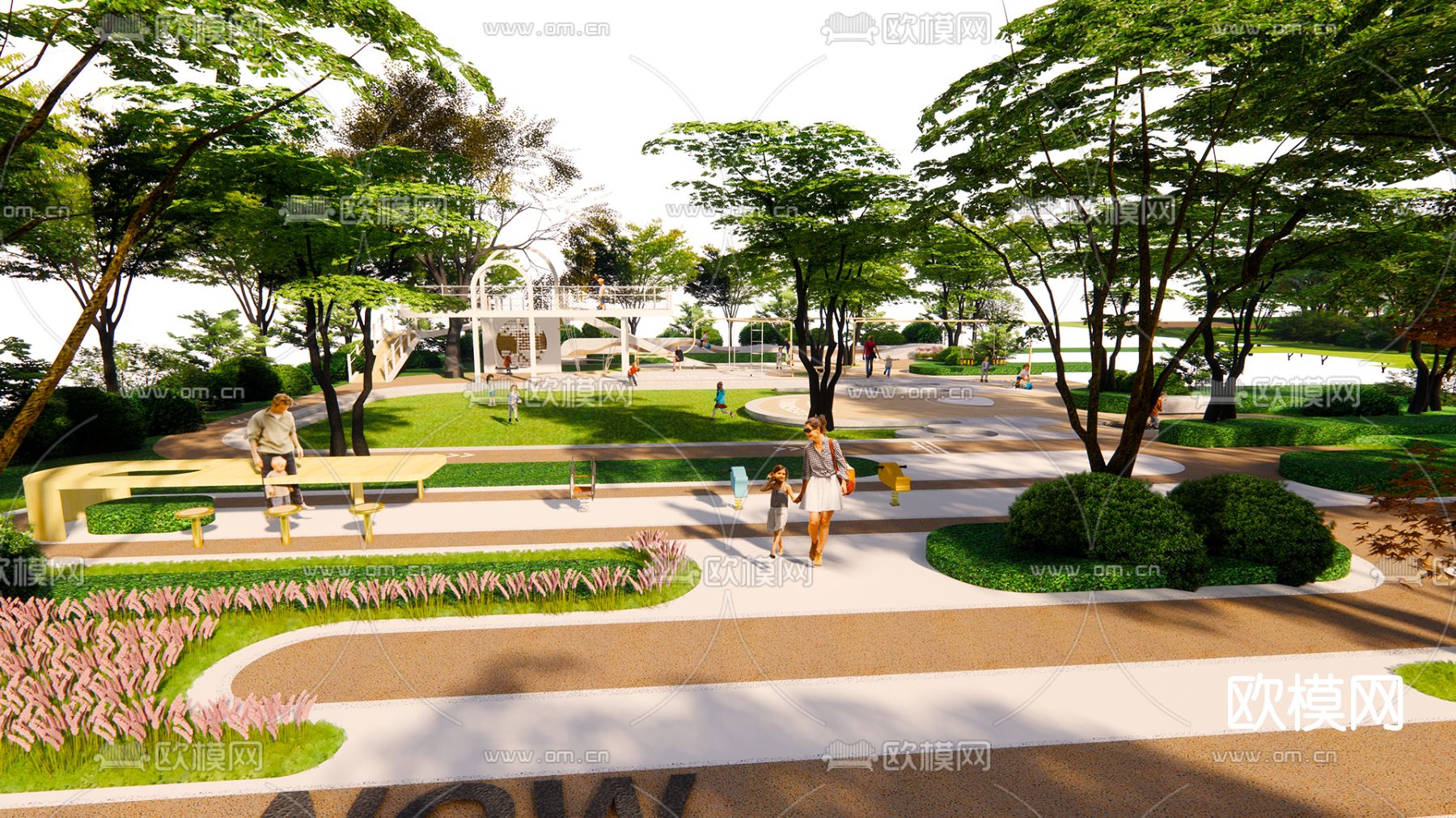 现代公园广场su模型
