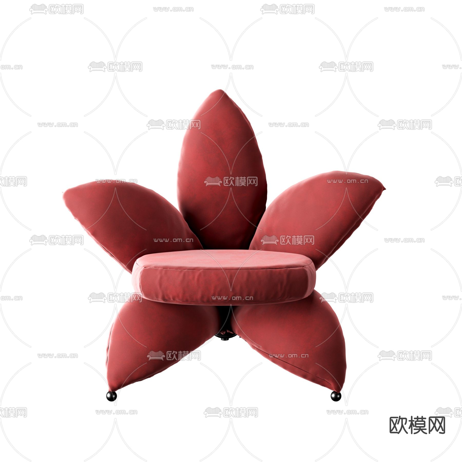 现代绒布花瓣休闲椅3d模型
