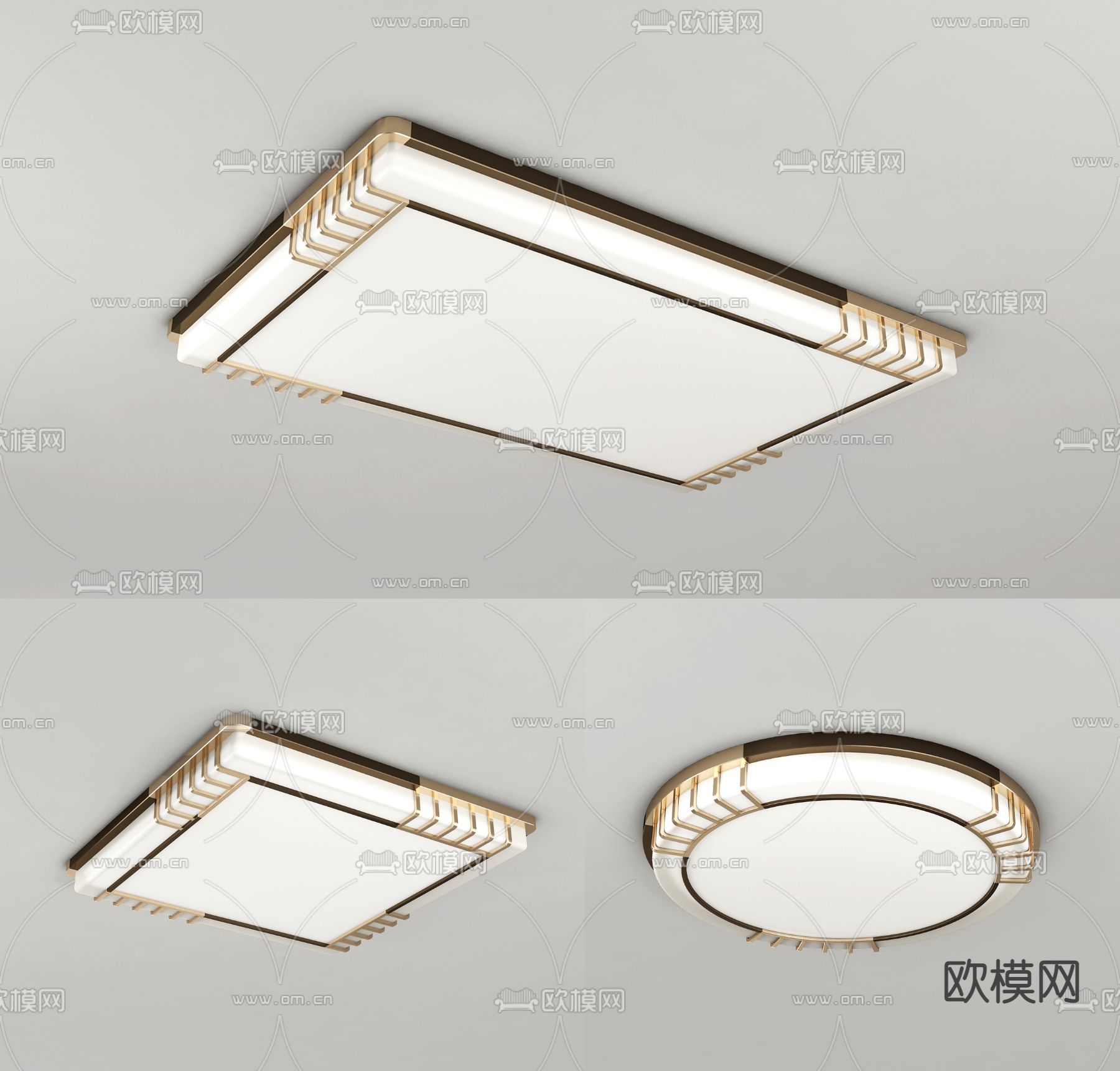 现代金属吸顶灯3d模型下载