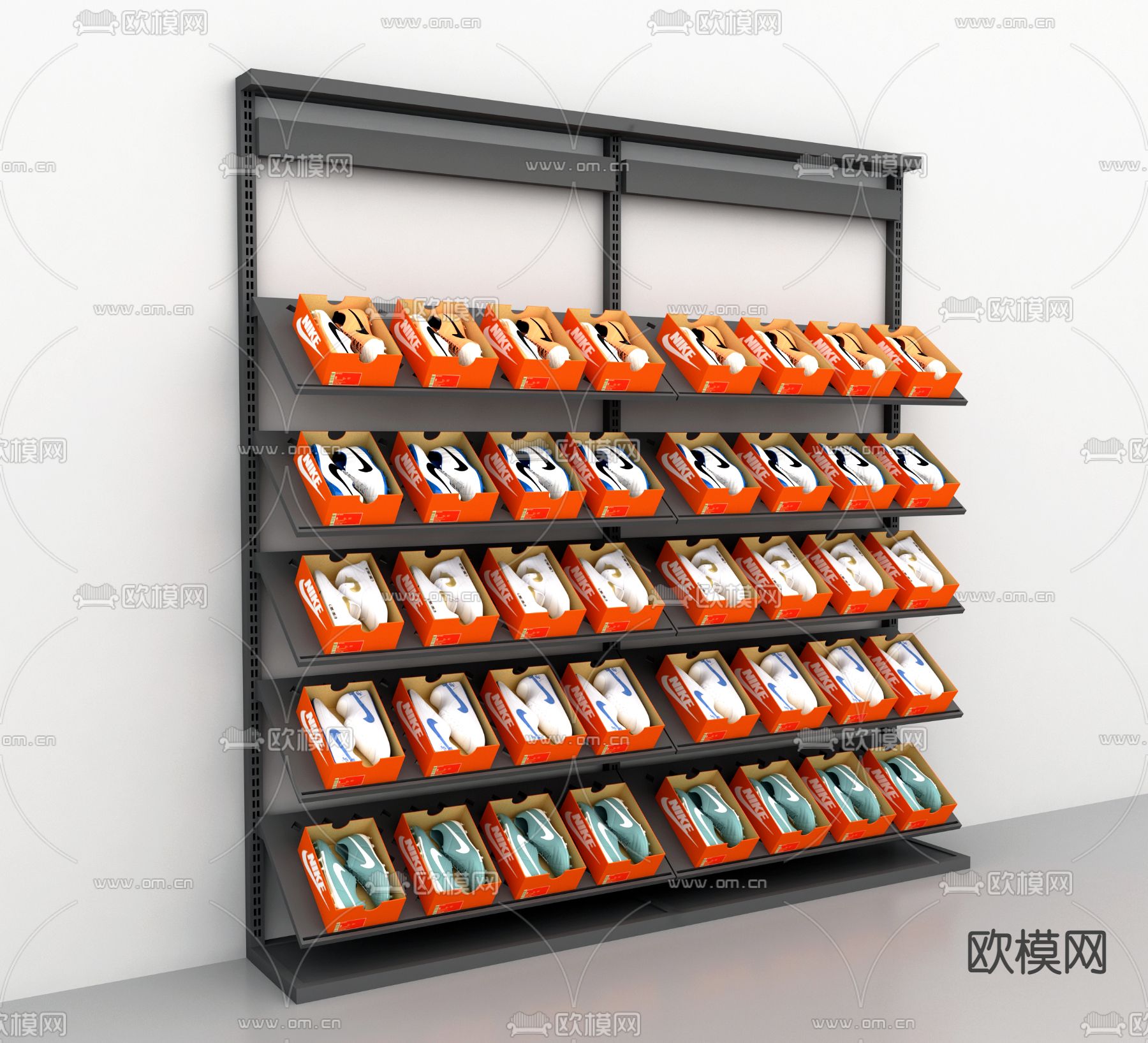现代鞋店陈列展示架货架3d模型