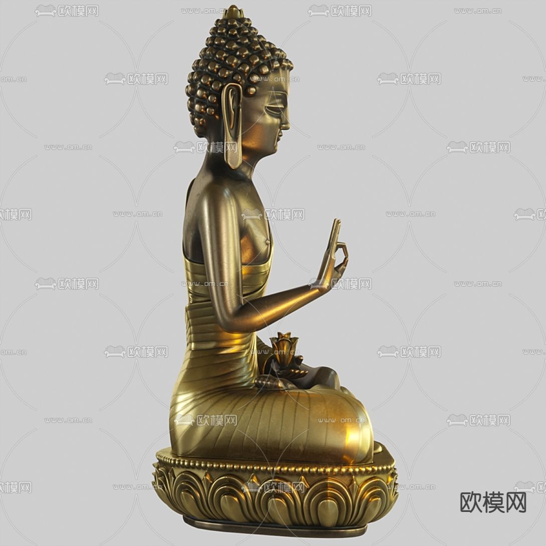 中式佛像雕塑3d模型