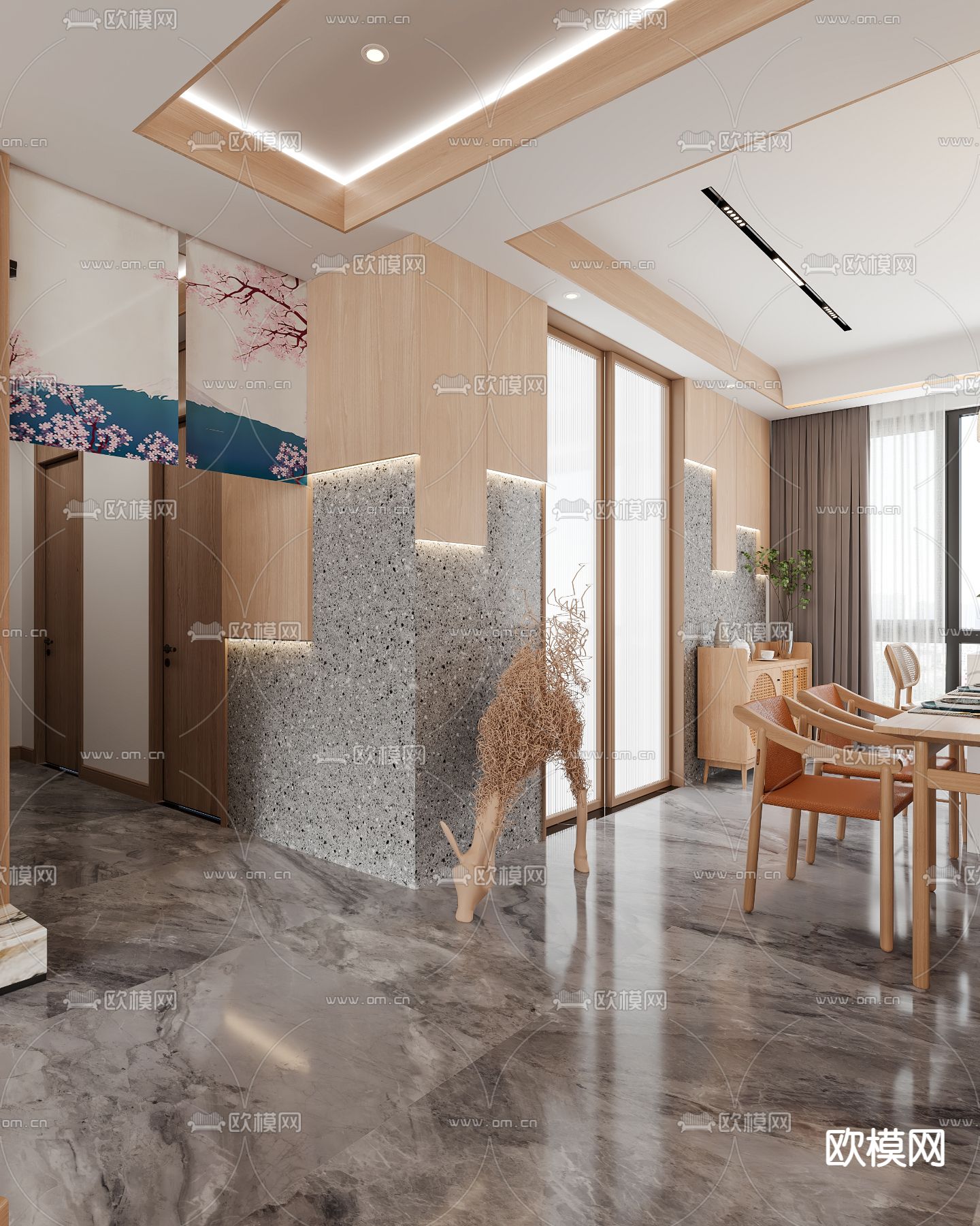 日式客餐厅3d模型下载（渲染图7）