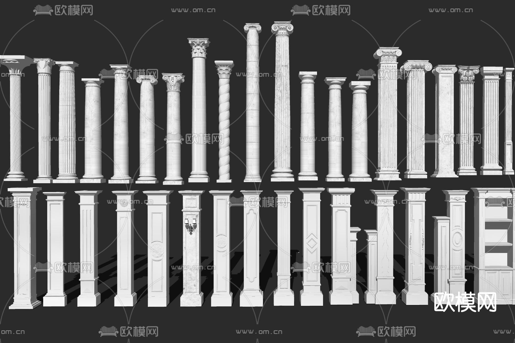 欧式石膏罗马柱su模型