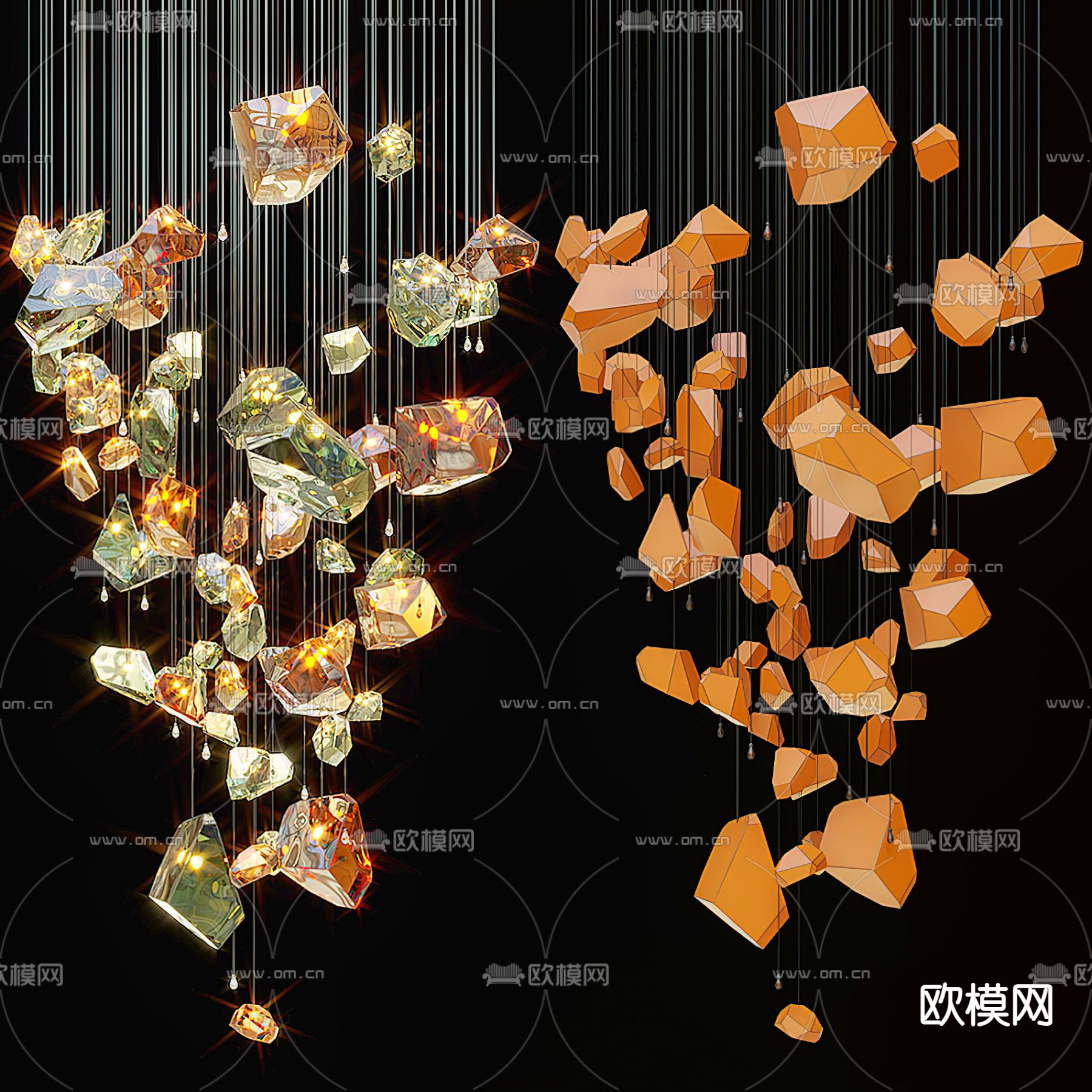 现代水晶装饰灯3d模型