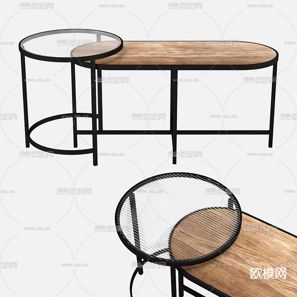 现代子母茶几免费3d模型下载