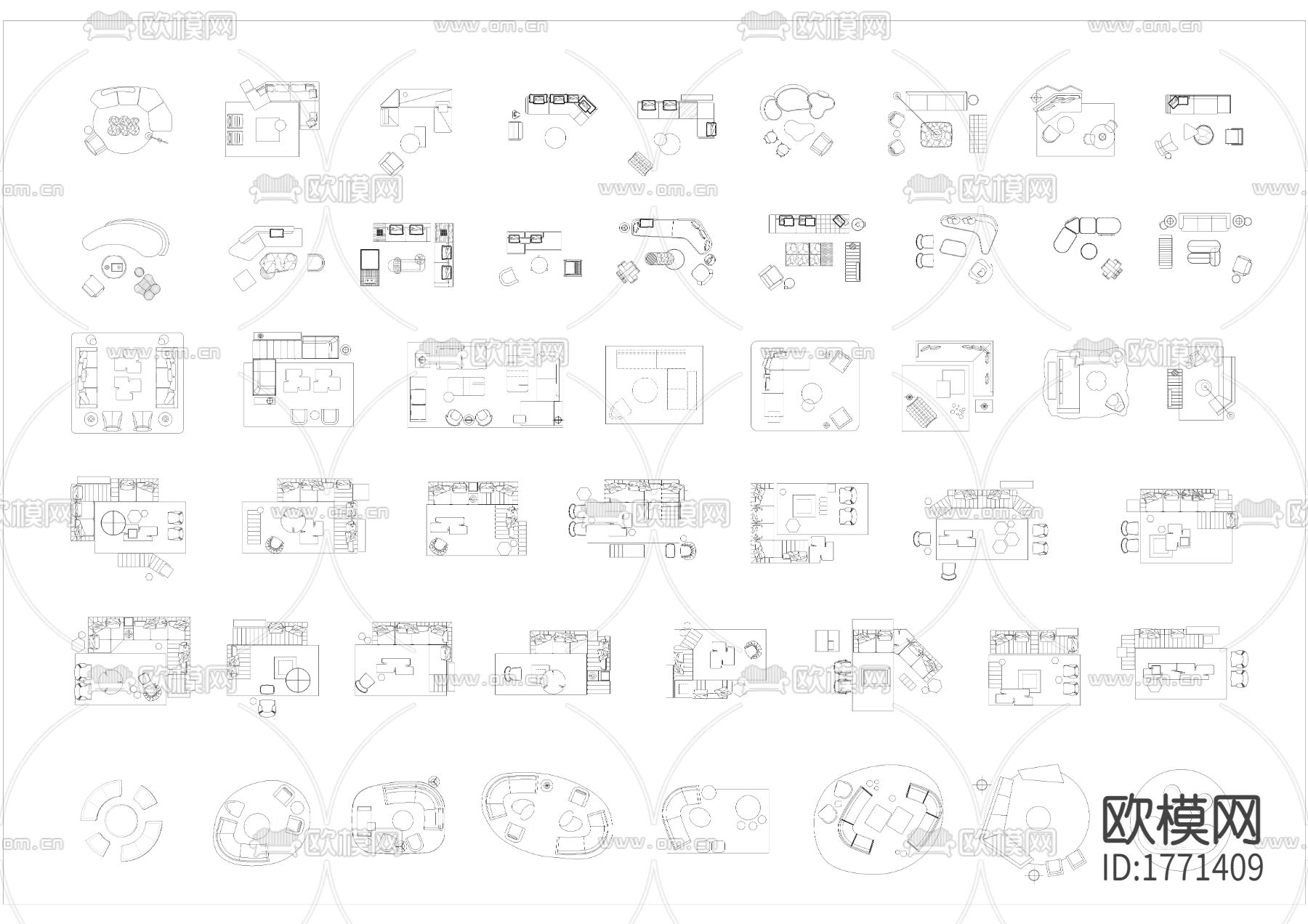家具平面图库cad图库下载（渲染图1）