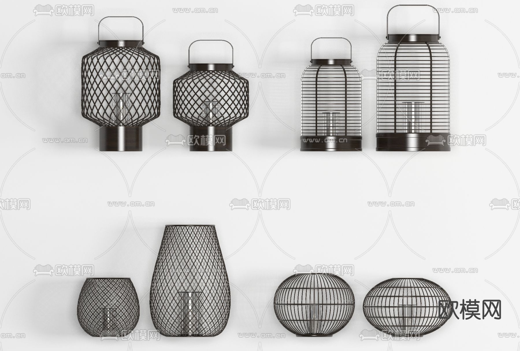 东南亚编织藤编烛台灯免费3d模型下载