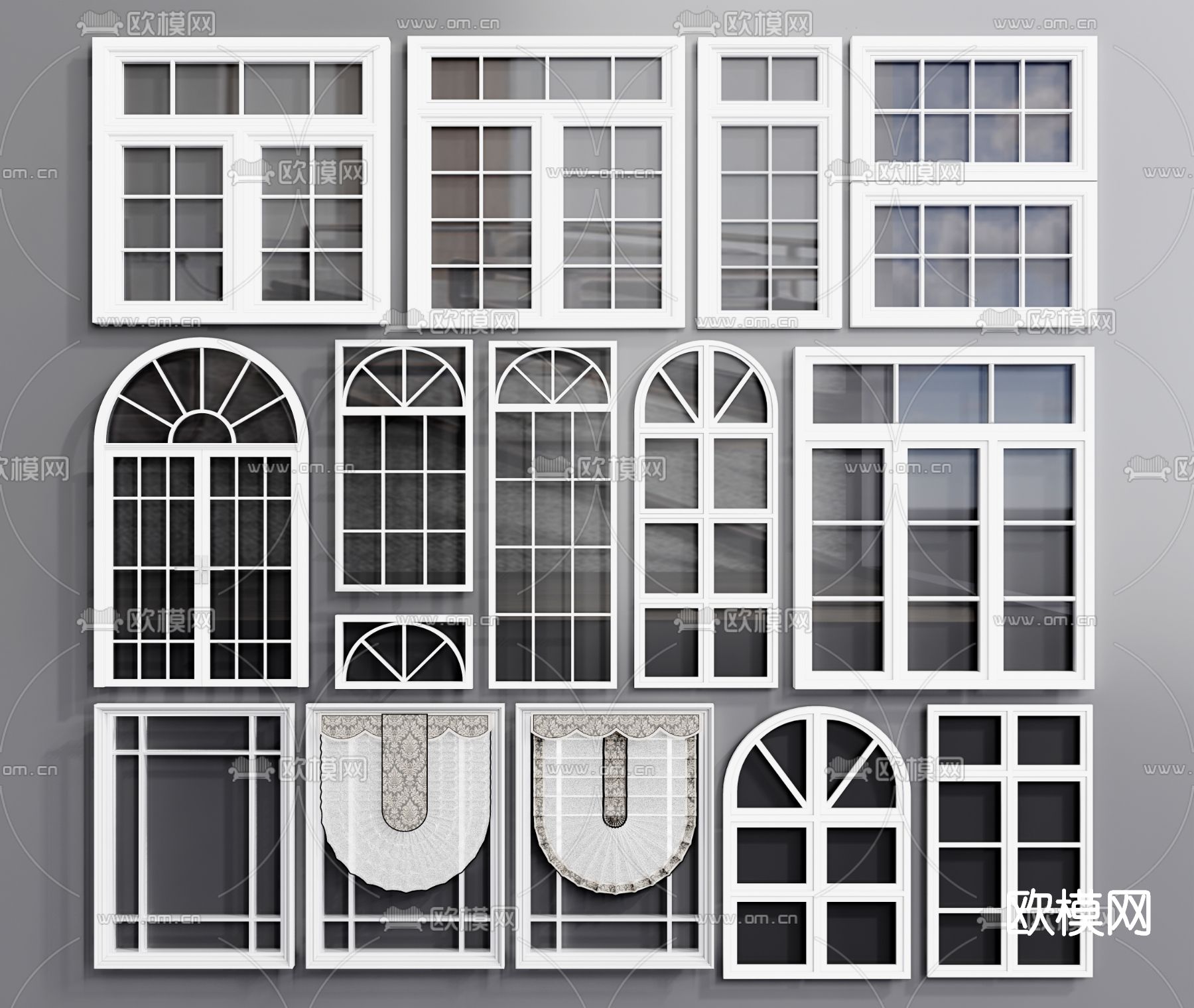 简欧平开窗su模型下载（渲染图1）