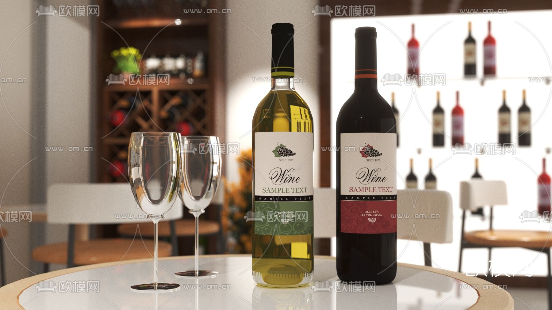 现代红酒酒水酒杯免费3d模型