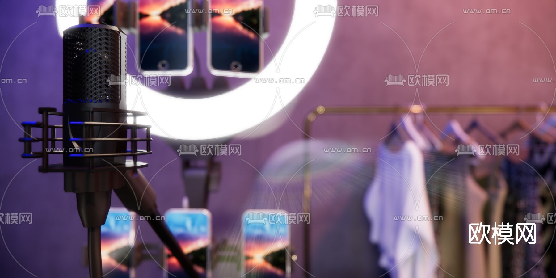 现代带货网红直播间su模型下载（渲染图3）