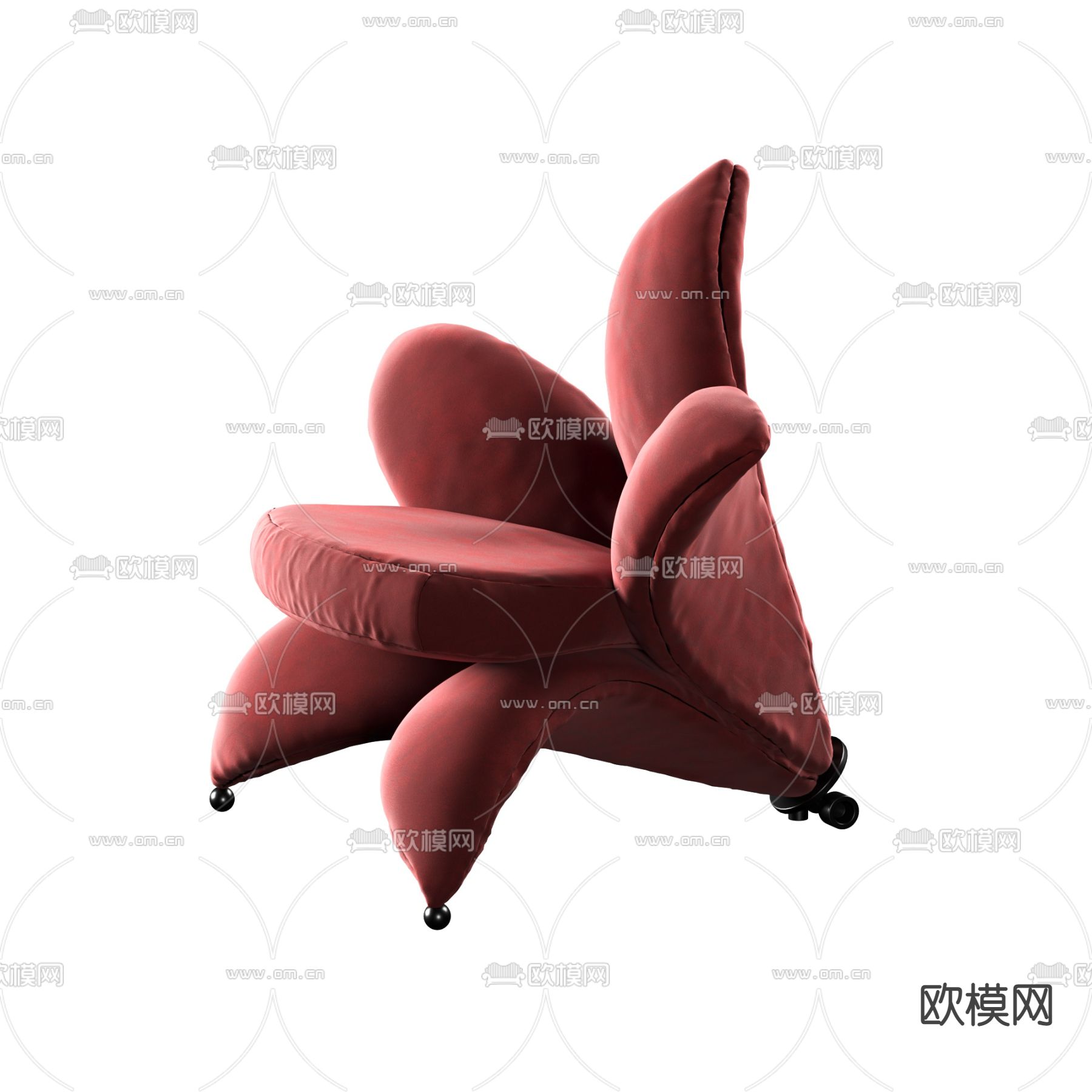 现代绒布花瓣休闲椅3d模型