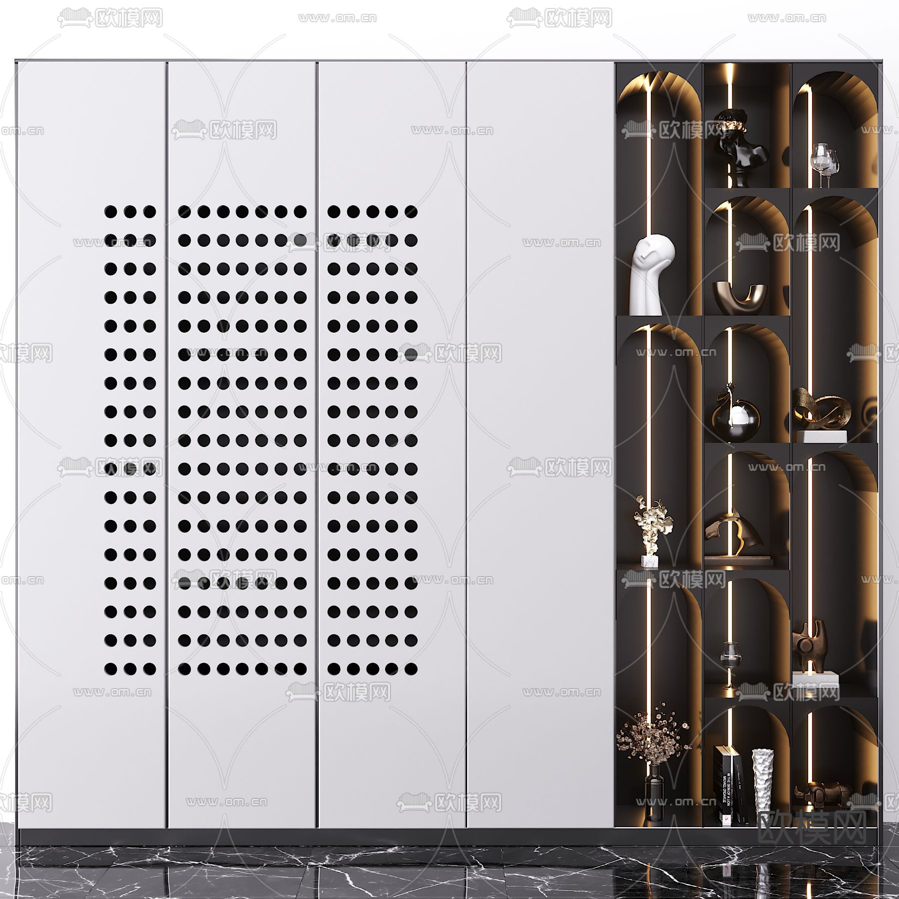 现代轻奢装饰柜3d模型下载