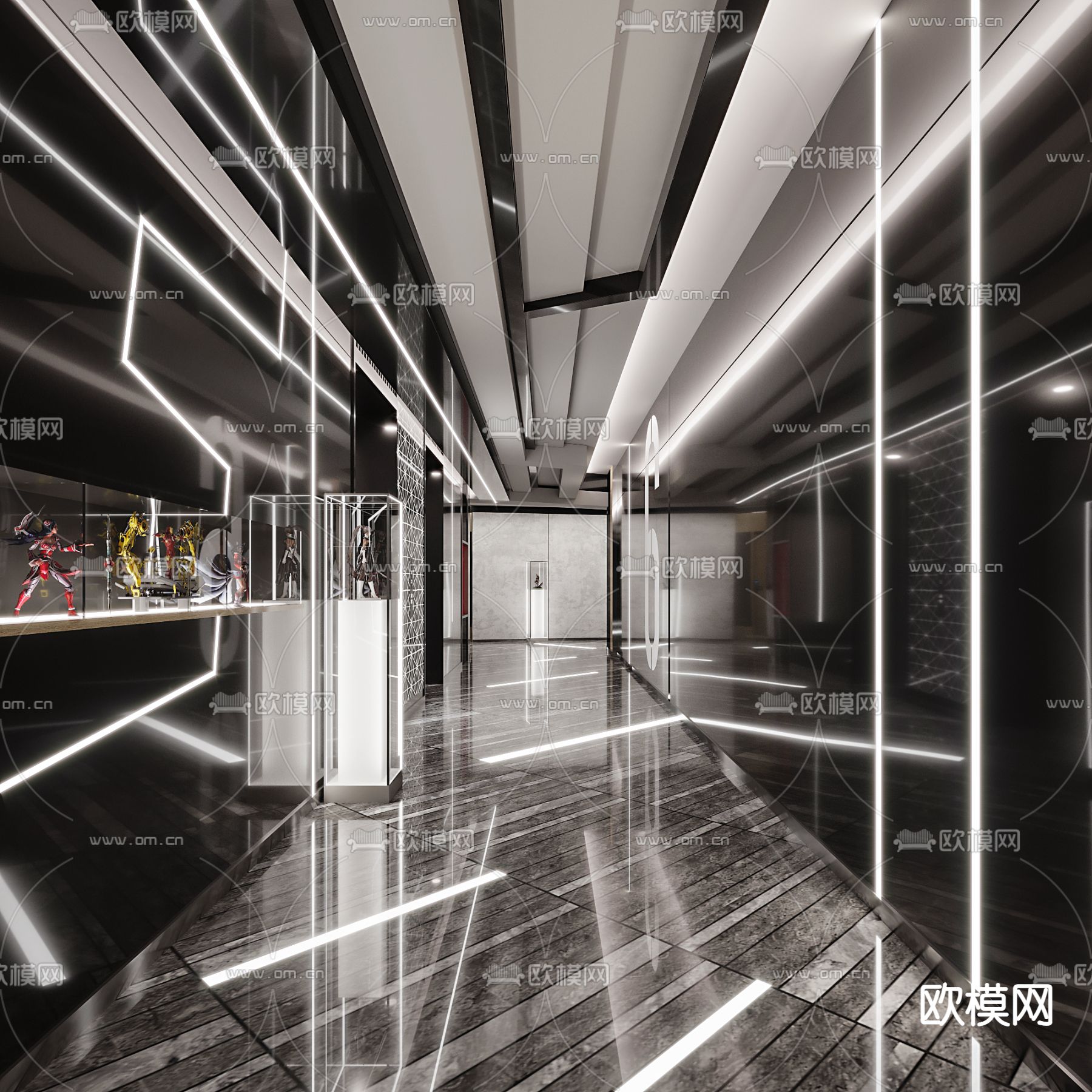 现代酒店走廊电梯厅3d模型