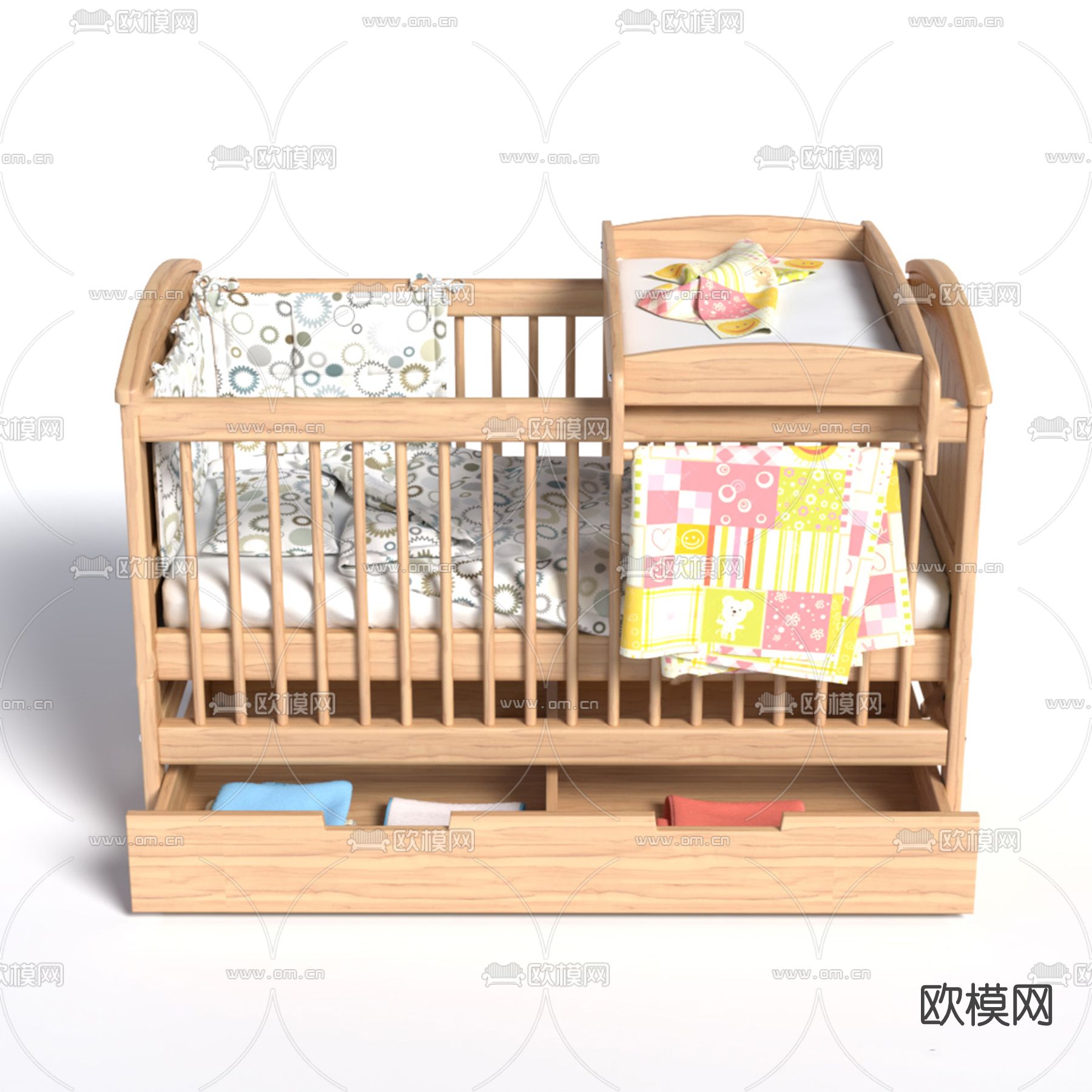 现代婴儿床su模型