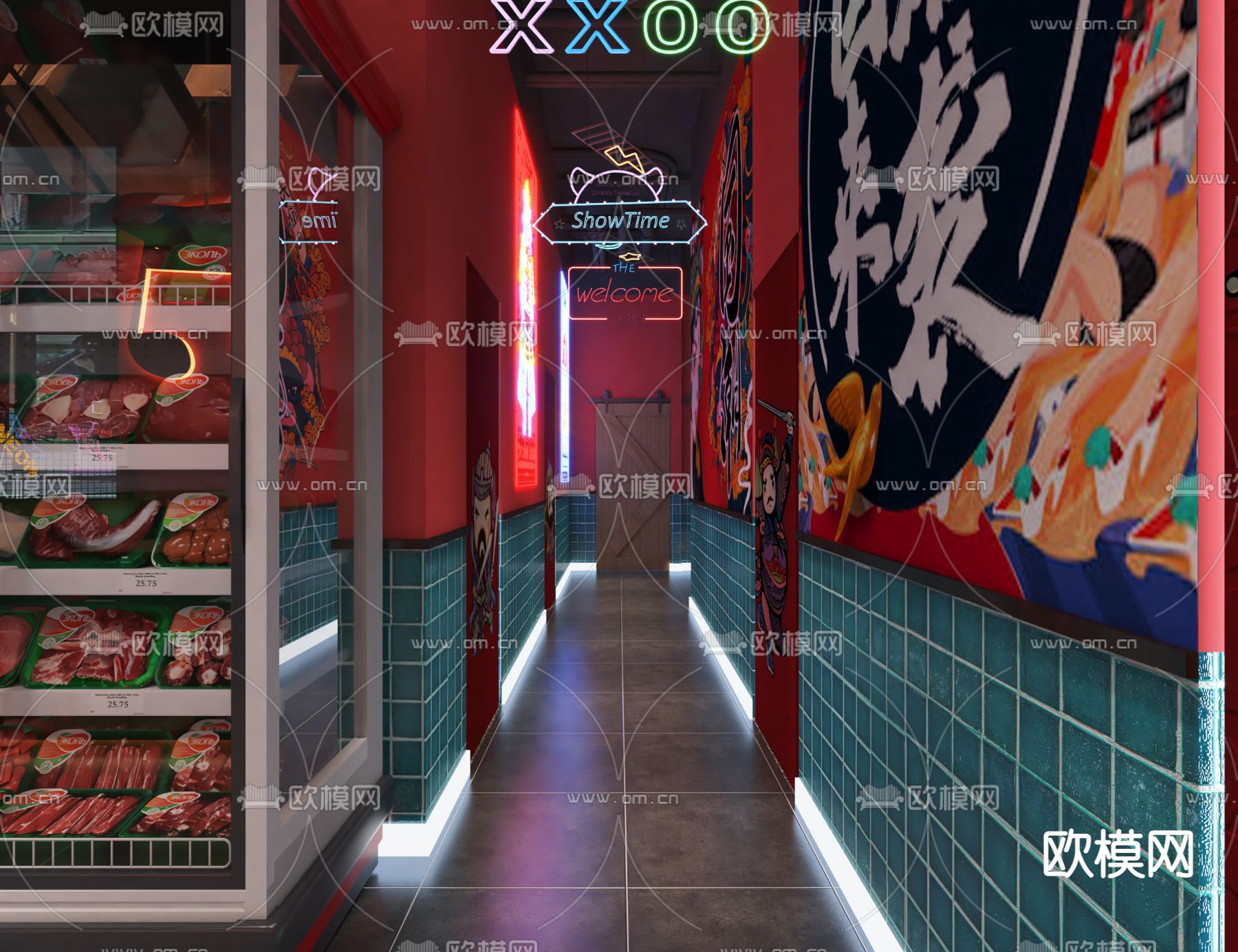 新中式国潮烧烤店3d模型下载（渲染图3）