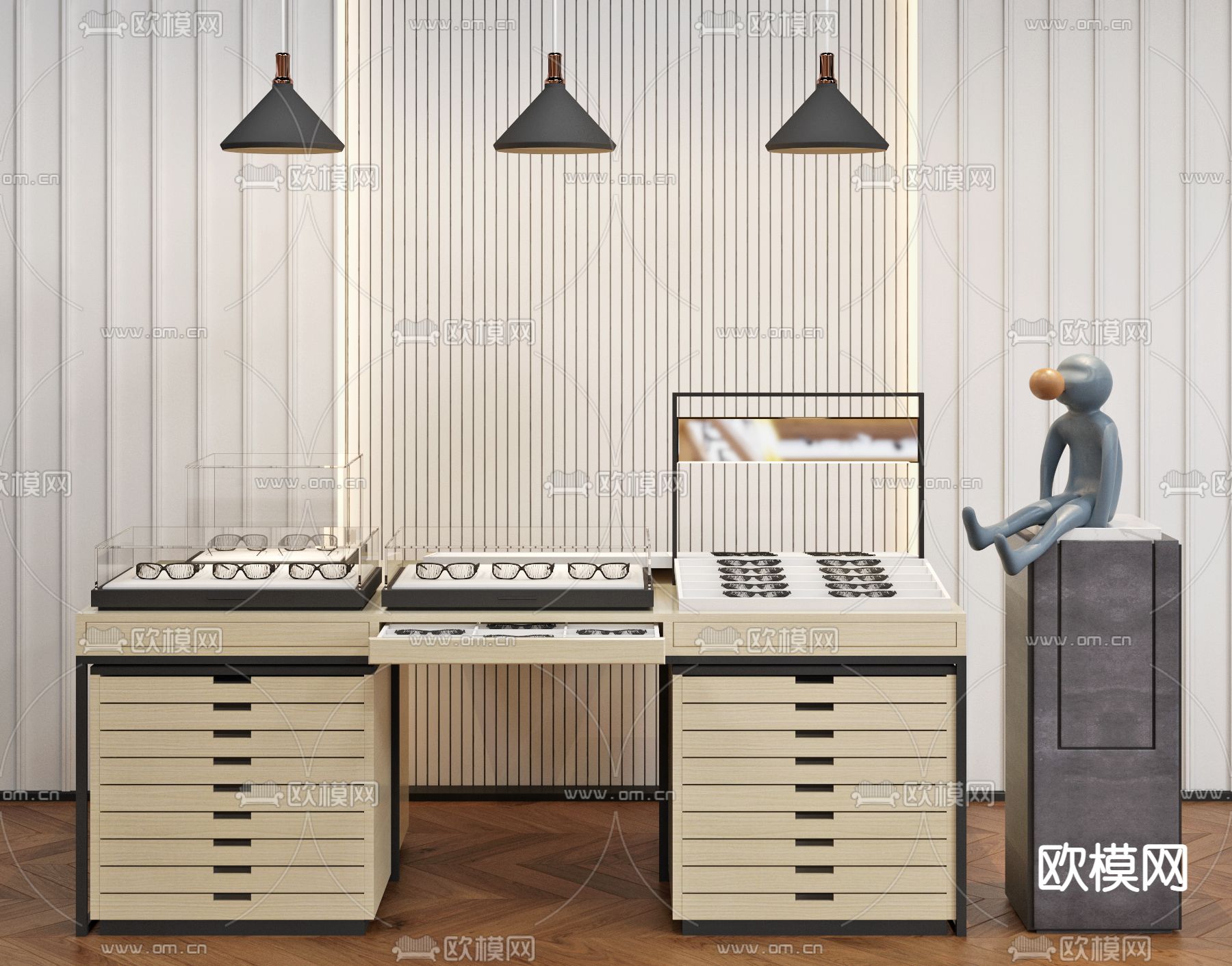 现代眼镜店展示柜3d模型