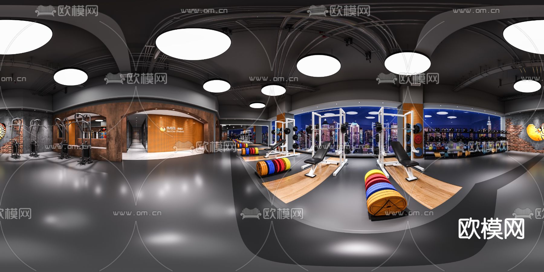 工业风健身房cr全景3d模型