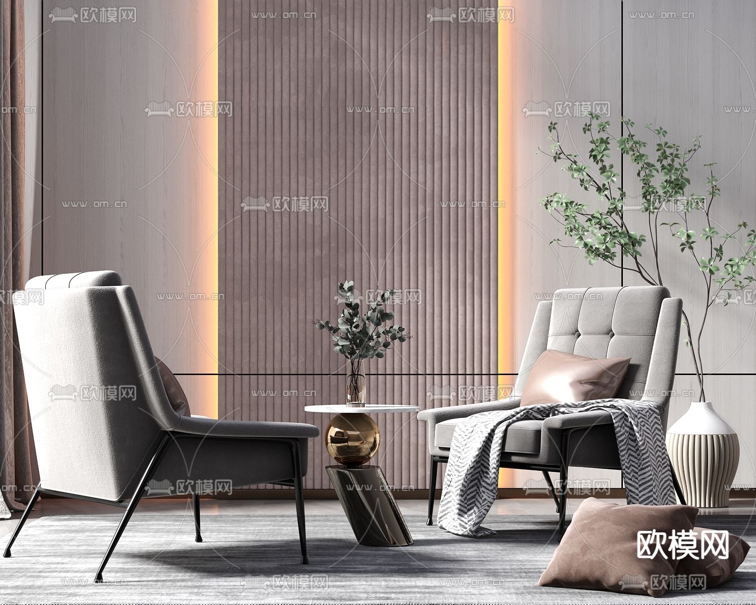 现代布艺休闲椅3d模型