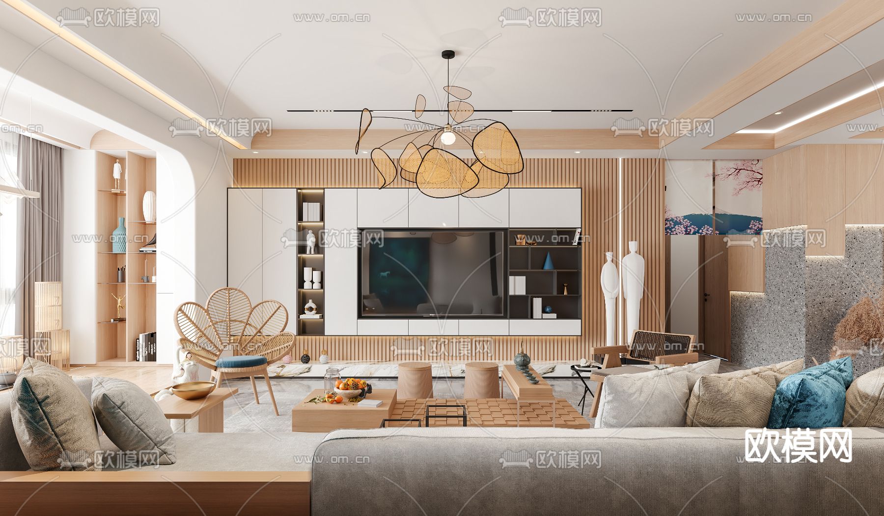 日式客餐厅3d模型下载（渲染图2）