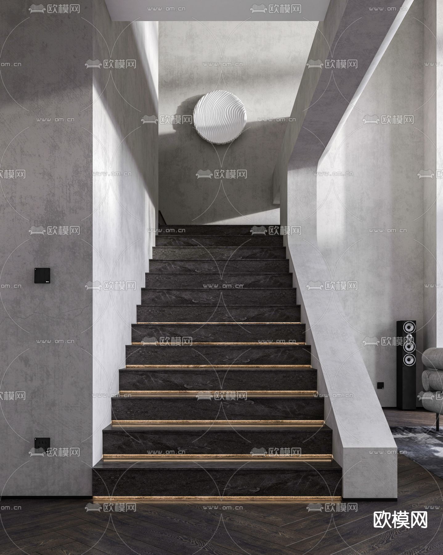 现代高级灰别墅客厅3d模型下载（渲染图4）