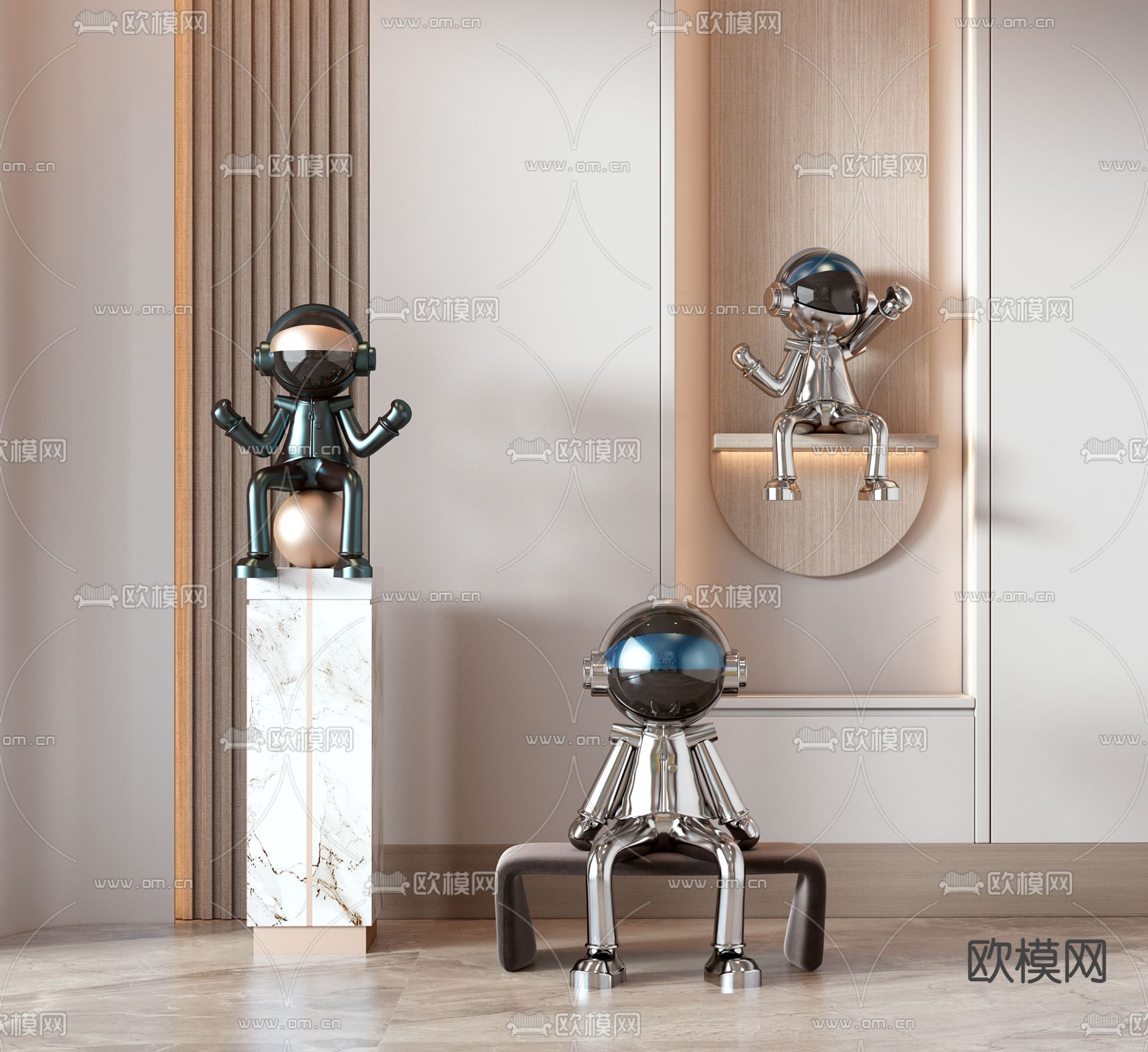 现代星际潮玩雕塑摆件3d模型下载