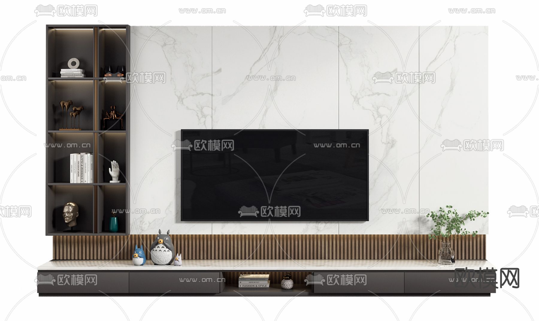 现代电视背景墙3d模型
