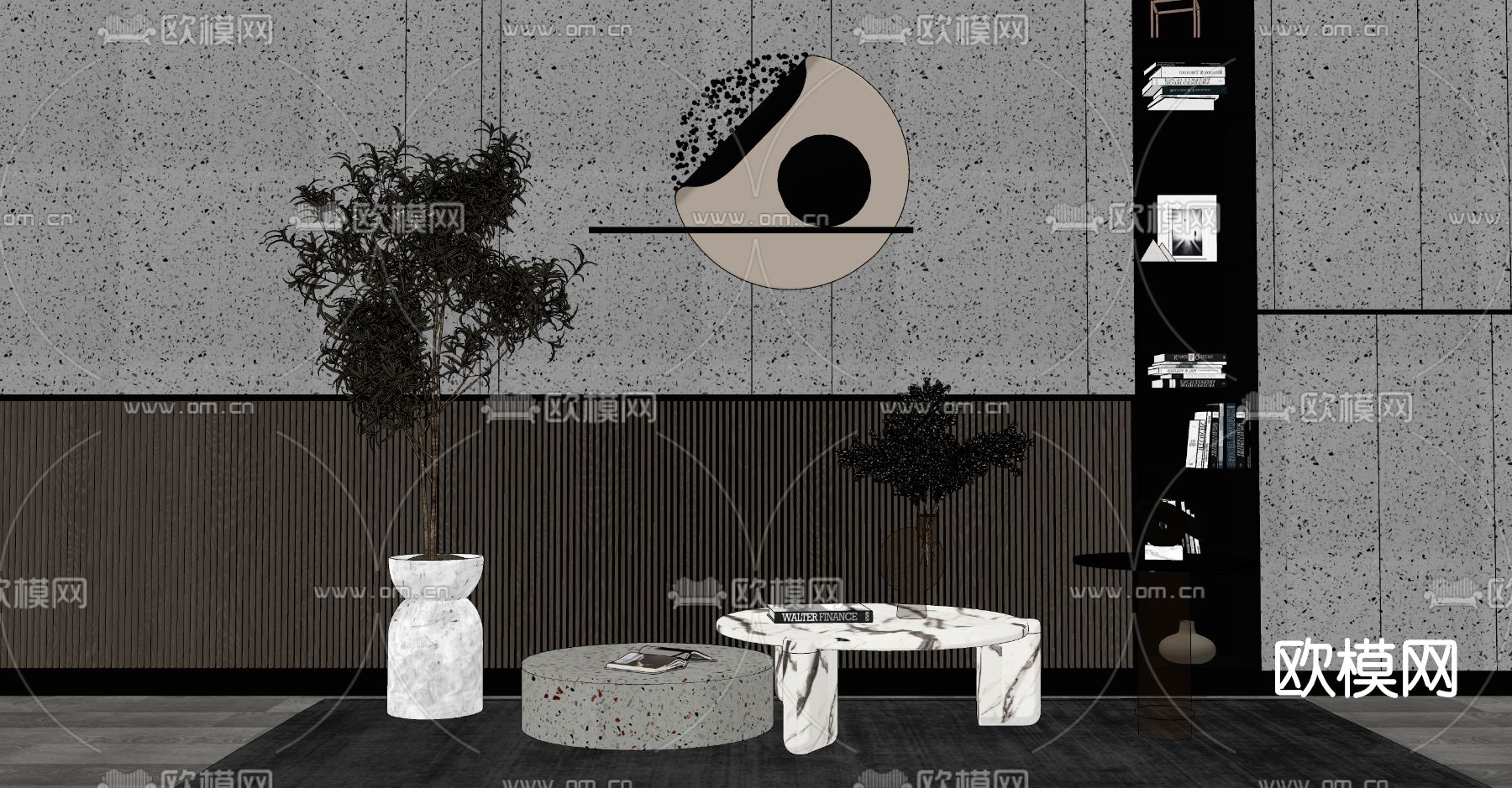 现代轻奢茶几su模型下载（渲染图2）